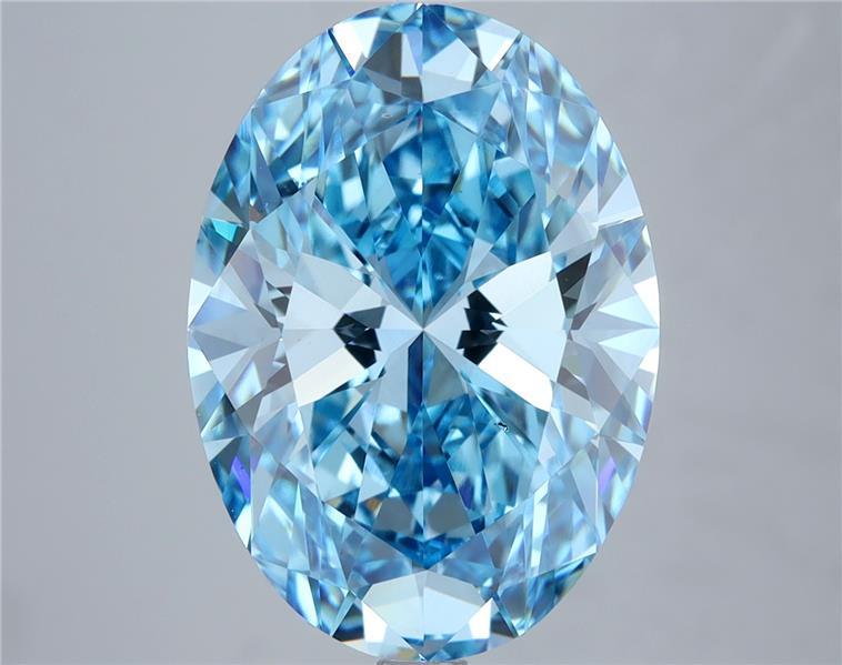 7.07 Ct. Fancy Vivid  Blue Oval Lab Grown Diamond