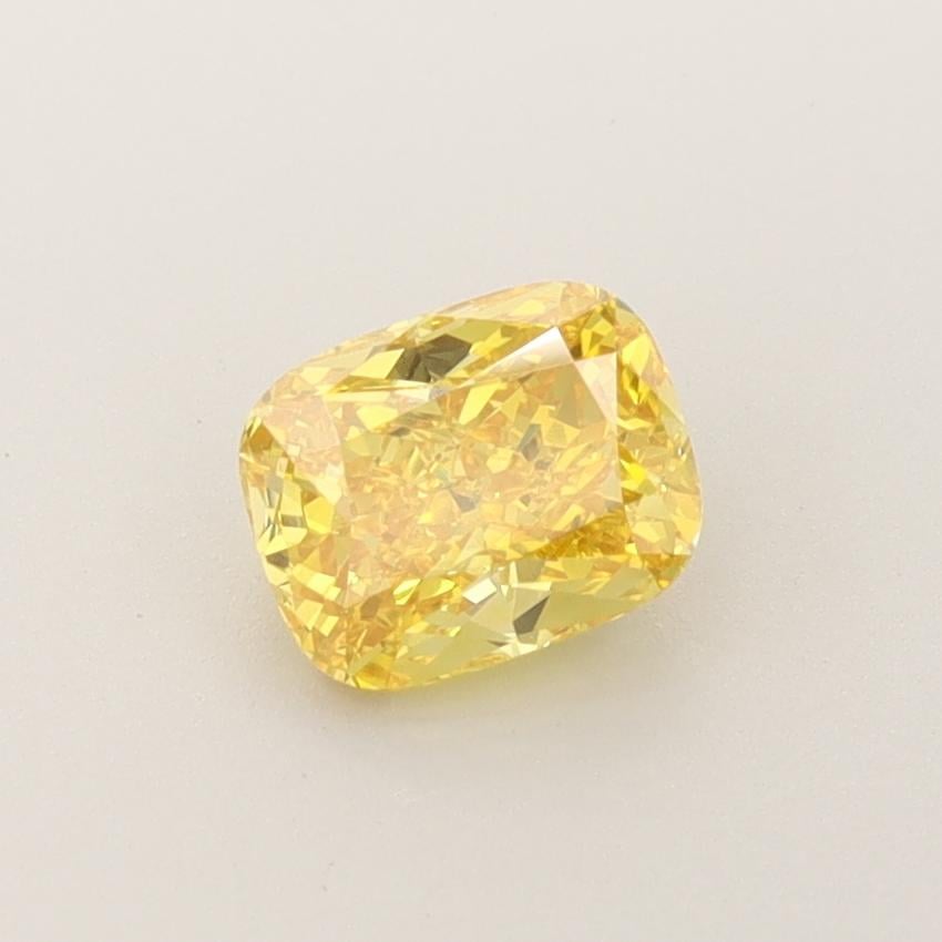 1.21 Ct. Fancy Vivid Yellow Cushion Lab Grown Diamond