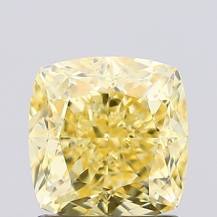 1.37 Ct. Fancy Vivid Yellow Cushion Lab Grown Diamond