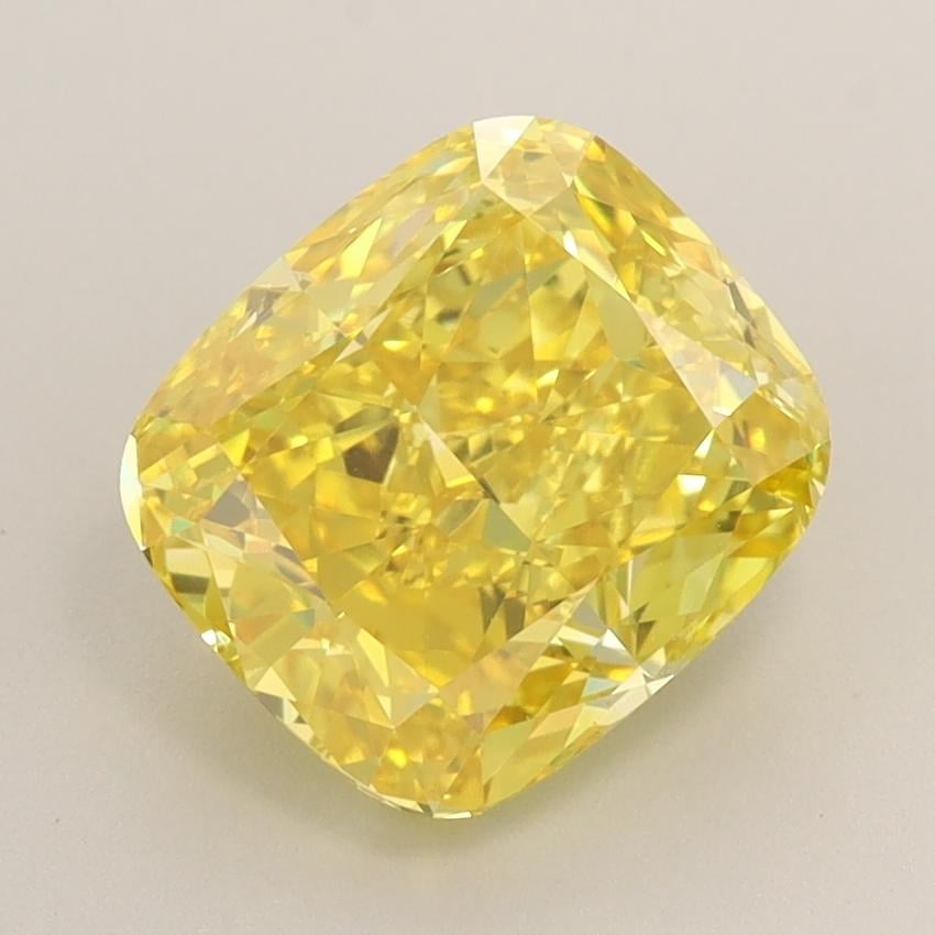 3.03 Ct. Fancy Vivid  Yellow Cushion Lab Grown Diamond