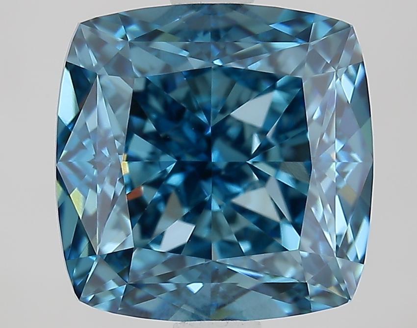 3.16 Ct. Fancy Vivid Blue Cushion Lab Grown Diamond