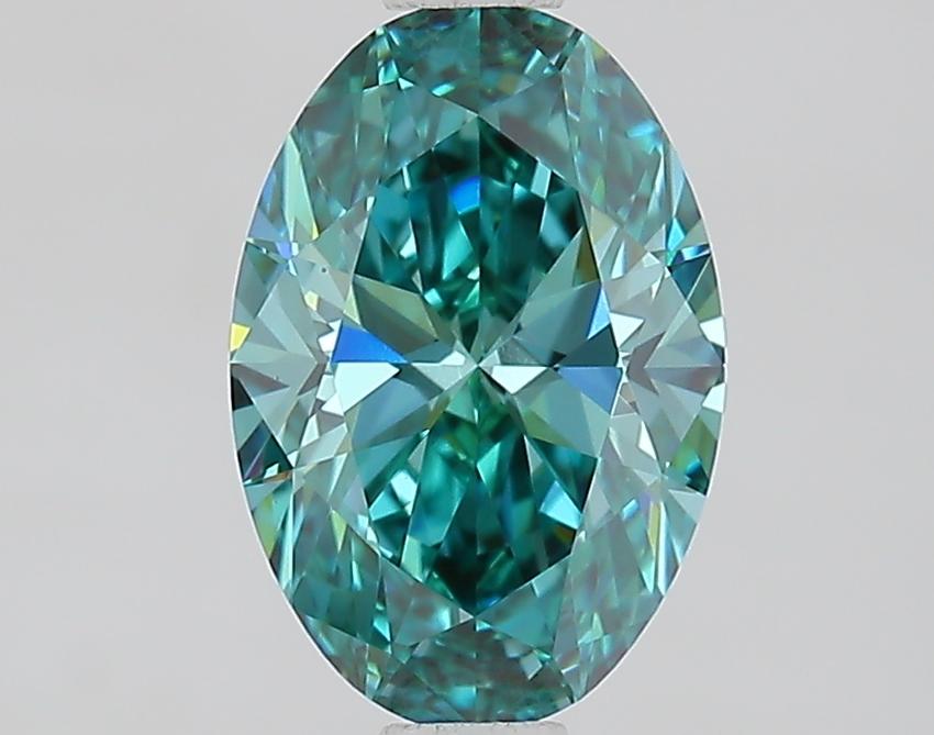 1.02 Ct. Fancy Vivid Bluish Green Oval Lab Grown Diamond