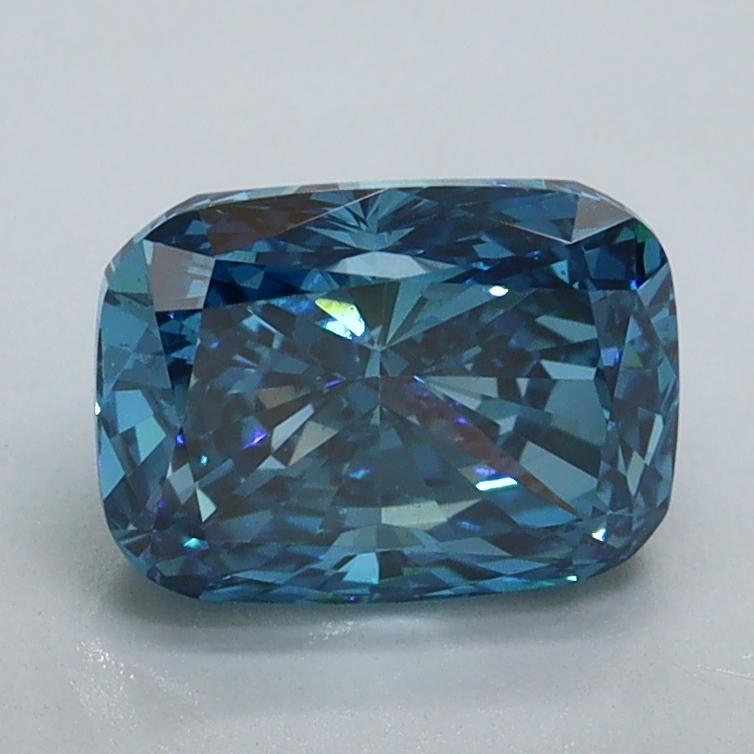 1.58 Ct. Fancy Vivid Malibu Blue Cushion Lab Grown Diamond