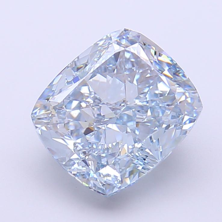 3.76 Ct. Fancy Vivid  Blue Cushion Lab Grown Diamond