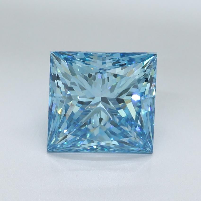 3.14 Ct. Fancy Vivid Malibu Blue Princess Lab Grown Diamond