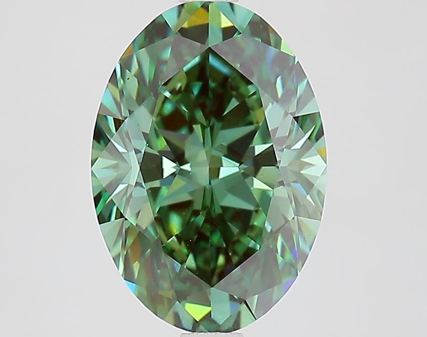3.09 Ct. Fancy Vivid Green Oval Lab Grown Diamond
