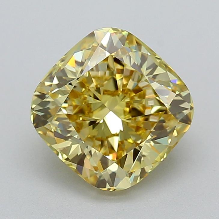 2.77 Ct. Fancy Intense  Yellow Cushion Lab Grown Diamond