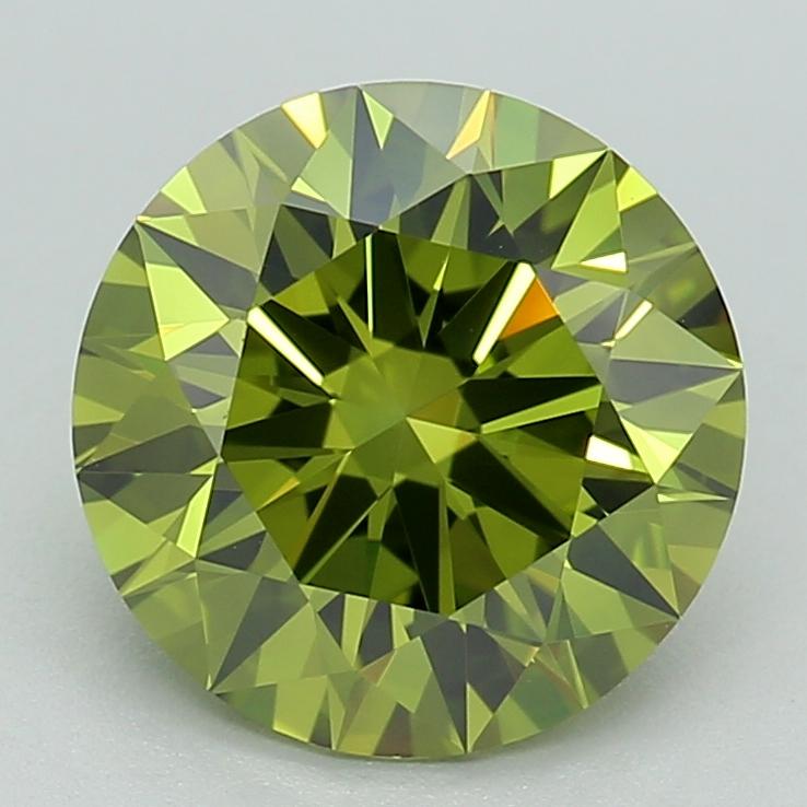 1.54 Ct. Fancy Vivid  Green Round Lab Grown Diamond