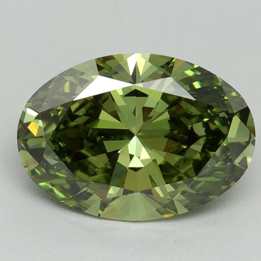 2.00 Ct. Fancy Vivid Green Oval Lab Grown Diamond