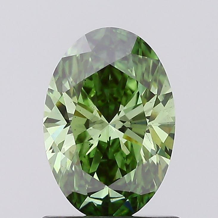 1.04 Ct. Fancy Vivid Green Oval Lab Grown Diamond