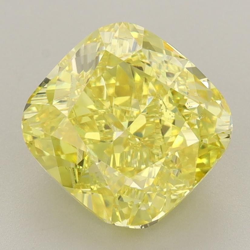 3.51 Ct. Fancy Vivid  Yellow Cushion Lab Grown Diamond