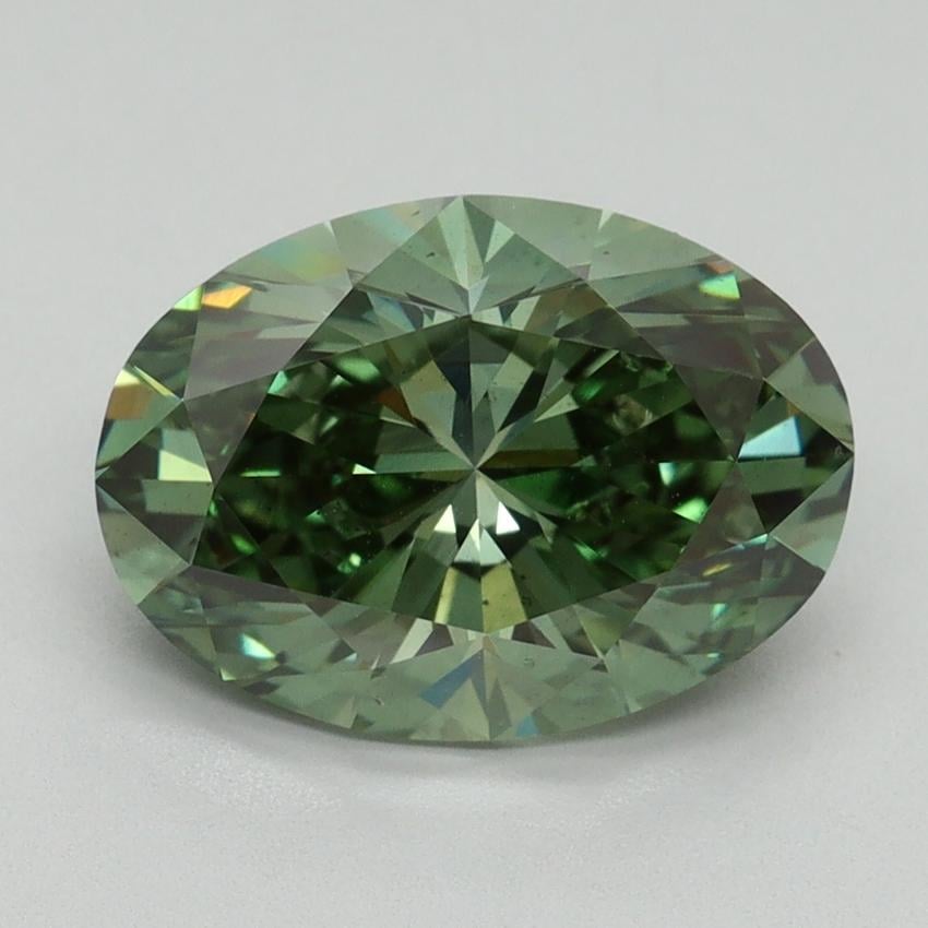 3.08 Ct. Fancy Vivid Pacific Green Oval Lab Grown Diamond