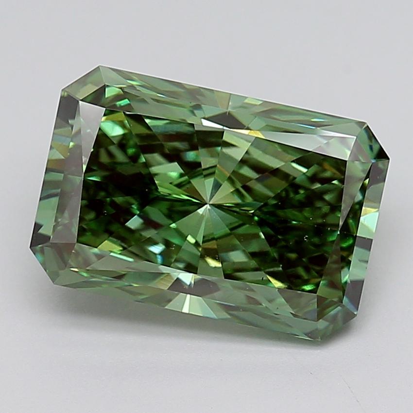 6.07 Ct. Fancy Vivid  Green Radiant Lab Grown Diamond