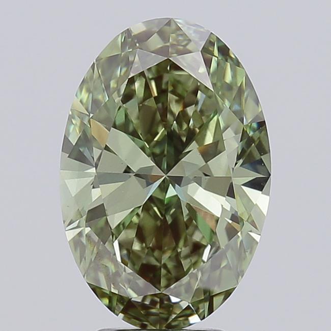 4.06 Ct. Fancy Vivid Green Oval Lab Grown Diamond