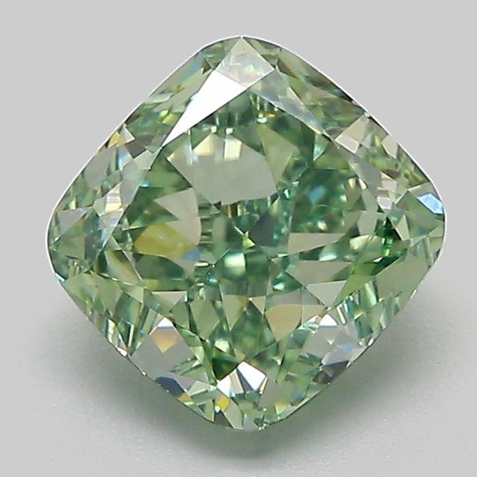 2.05 Ct. Fancy Vivid  Green Cushion Lab Grown Diamond