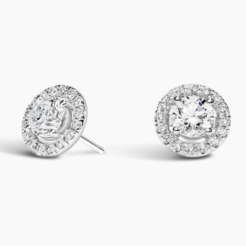 1ct Heart-Cut Lab Diamond Stud Earrings 14kt White Gold G-H, SI1 - AZ7732