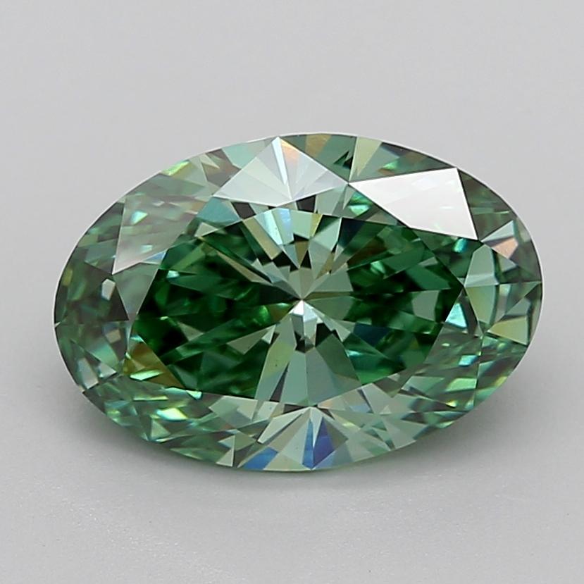 4.58 Ct. Fancy Vivid Green Oval Lab Grown Diamond