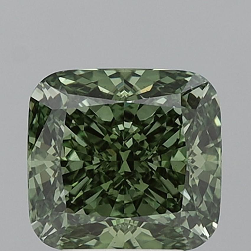 4.05 Ct. Fancy Vivid Green Cushion Lab Grown Diamond