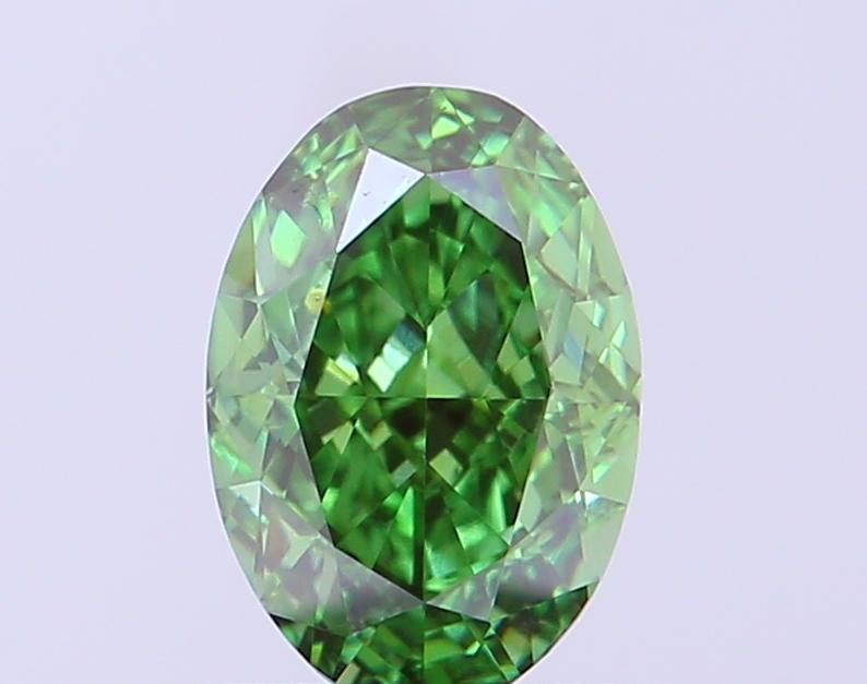 0.86 Ct. Fancy Vivid Green Oval Lab Grown Diamond
