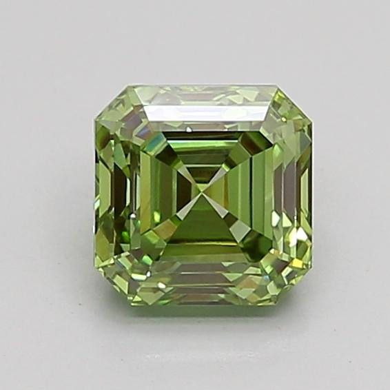 1.04 Ct. Fancy Vivid Green Asscher Lab Grown Diamond