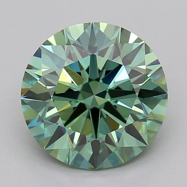 2.04 Ct. Fancy Vivid Bluish Green Round Lab Grown Diamond