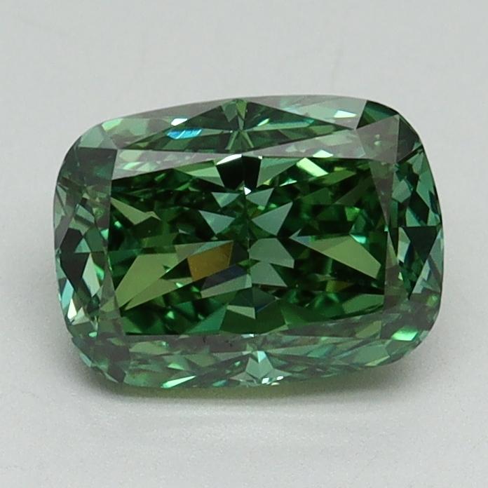1.31 Ct. Fancy Vivid Green Cushion Lab Grown Diamond