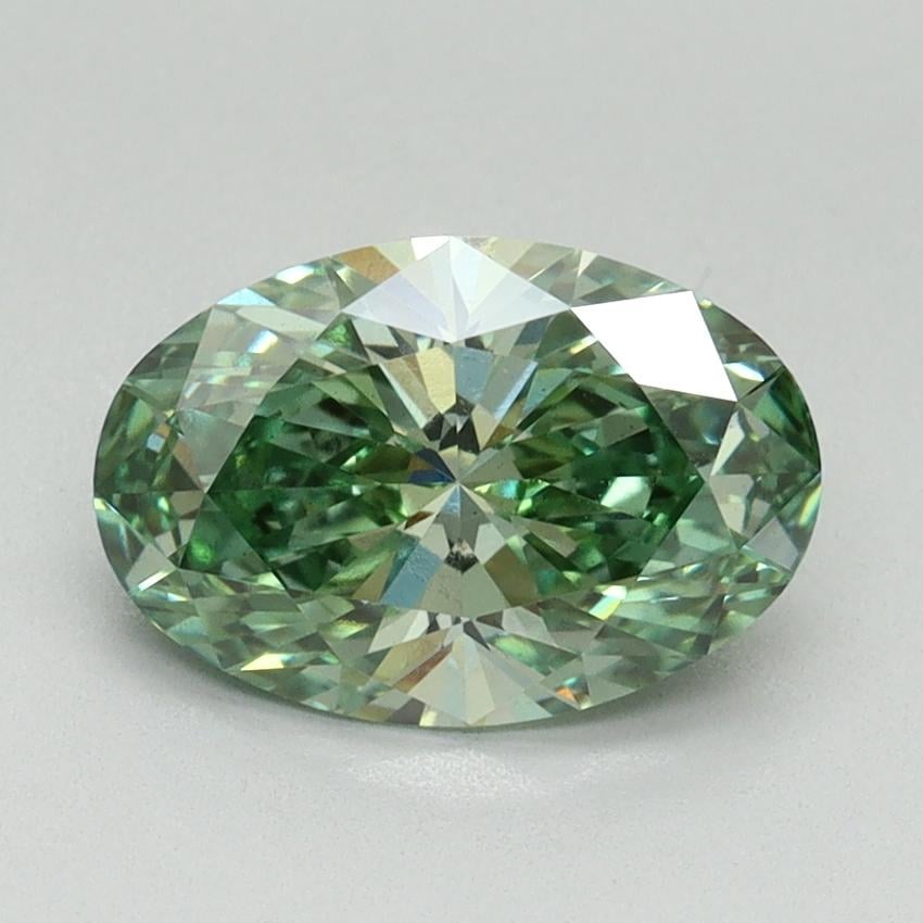 1.60 Ct. Fancy Vivid Green Oval Lab Grown Diamond