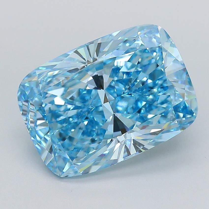10.06 Ct. Fancy Vivid  Blue Cushion Lab Grown Diamond