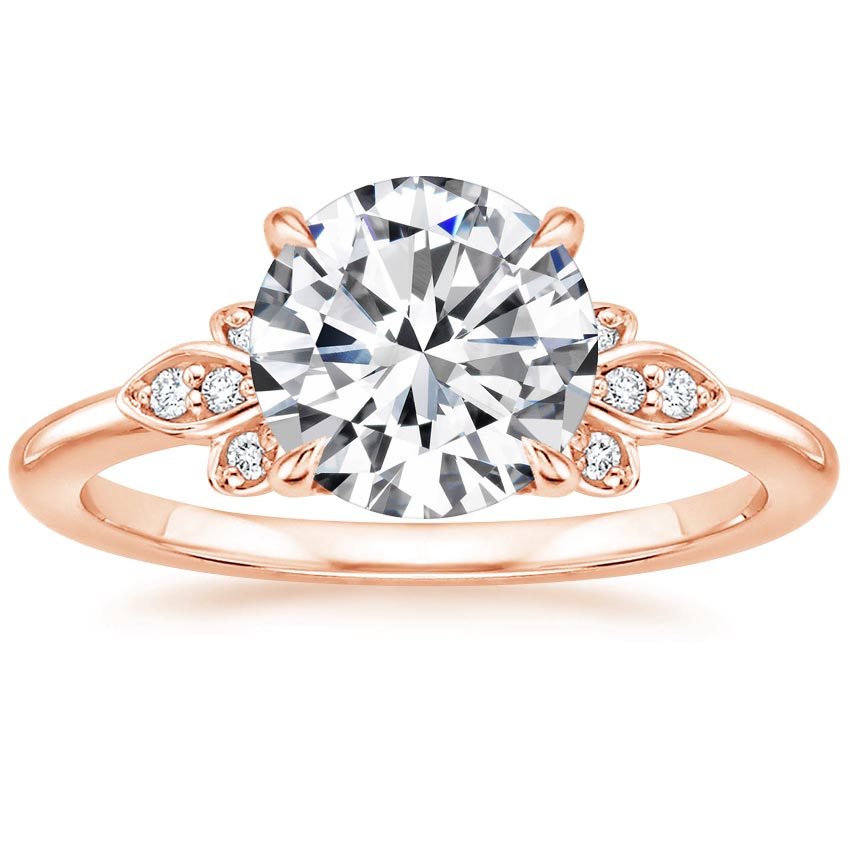 14K Rose Gold Fiorella Diamond Ring, large top view