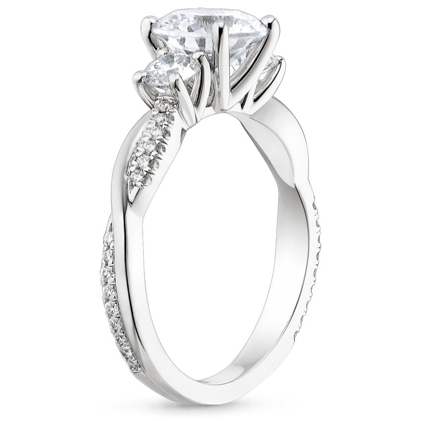 18K White Gold Three Stone Petite Twisted Vine Diamond Ring (2/5 ct. tw.), large side view