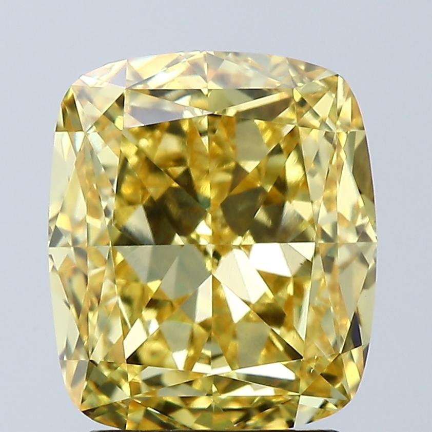 3.04 Ct. Fancy Vivid Yellow Cushion Lab Grown Diamond