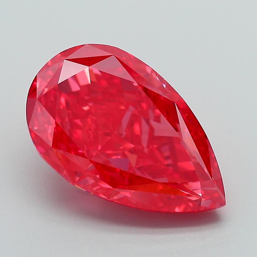5.08 Ct. Fancy Vivid Red Pear Lab Grown Diamond