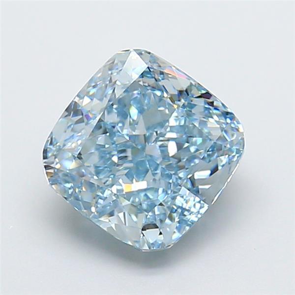 3.06 Ct. Fancy Vivid  Blue Cushion Lab Grown Diamond
