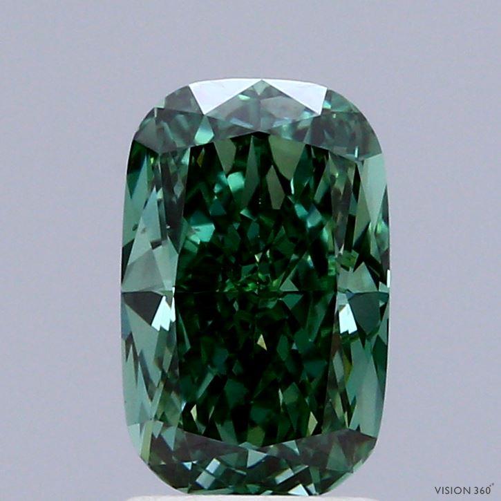 2.00 Ct. Fancy Vivid Green Cushion Lab Grown Diamond