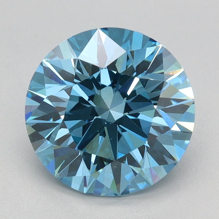 2.28 Ct. Fancy Vivid Blue Round Lab Grown Diamond