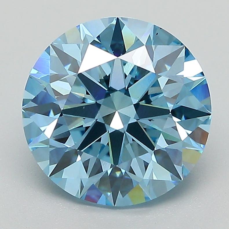 3.08 Ct. Fancy Vivid Blue Round Lab Grown Diamond