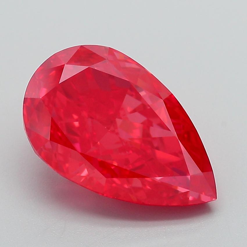 4.32 Ct. Fancy Vivid Red Pear Lab Grown Diamond