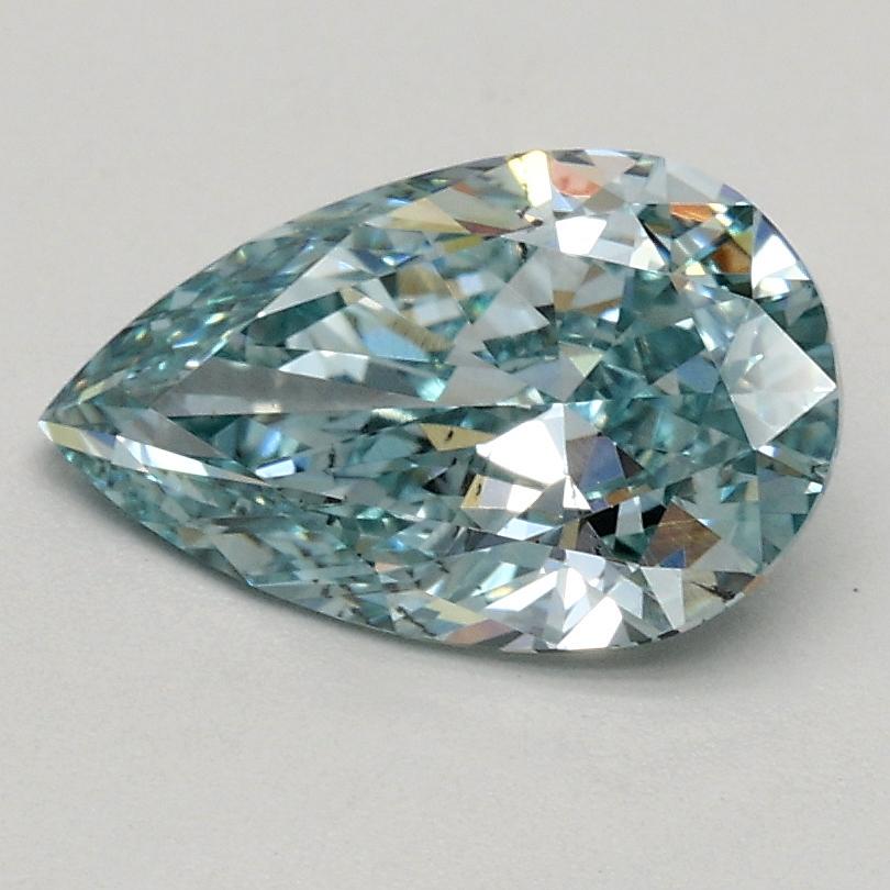 1.02 Ct. Fancy Intense Green Blue Pear Lab Grown Diamond