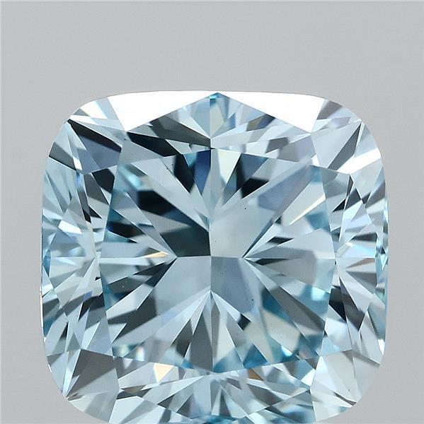 3.06 Ct. Fancy Vivid Blue Cushion Lab Grown Diamond