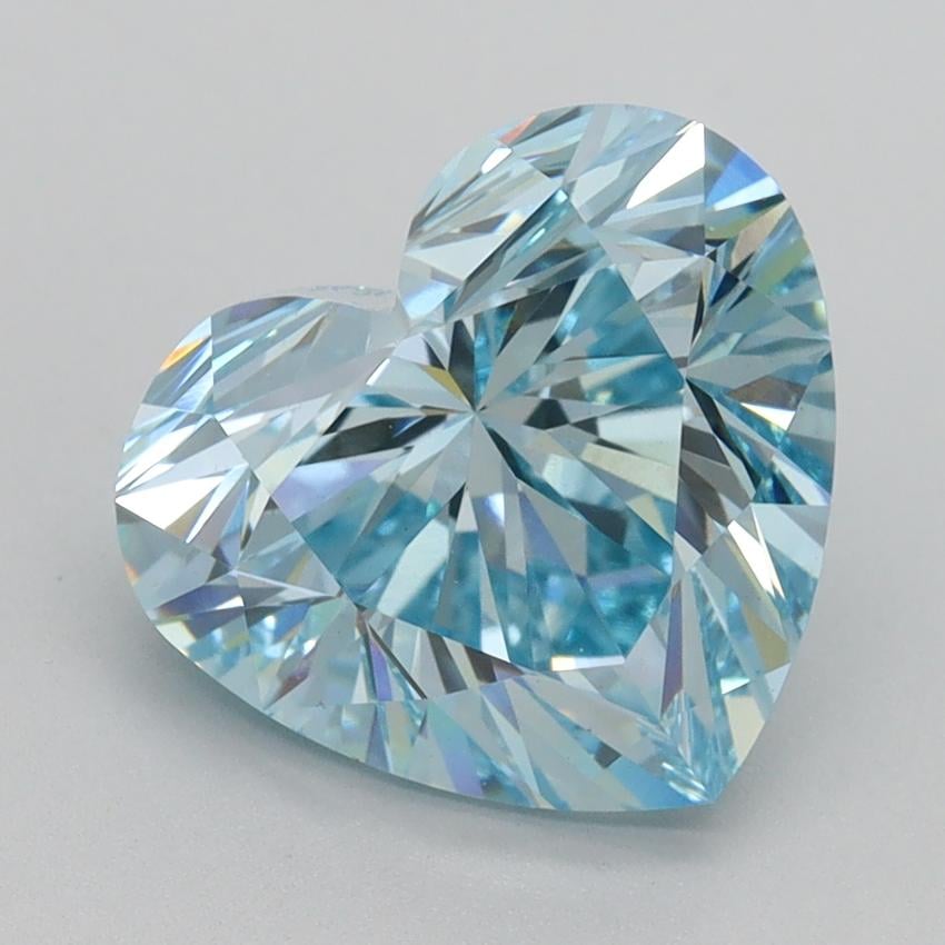 3.51 Ct. Fancy Intense Greenish Blue Heart Lab Grown Diamond