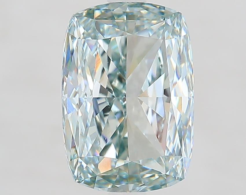 3.56 Ct. Fancy Bluish Green Cushion Lab Grown Diamond