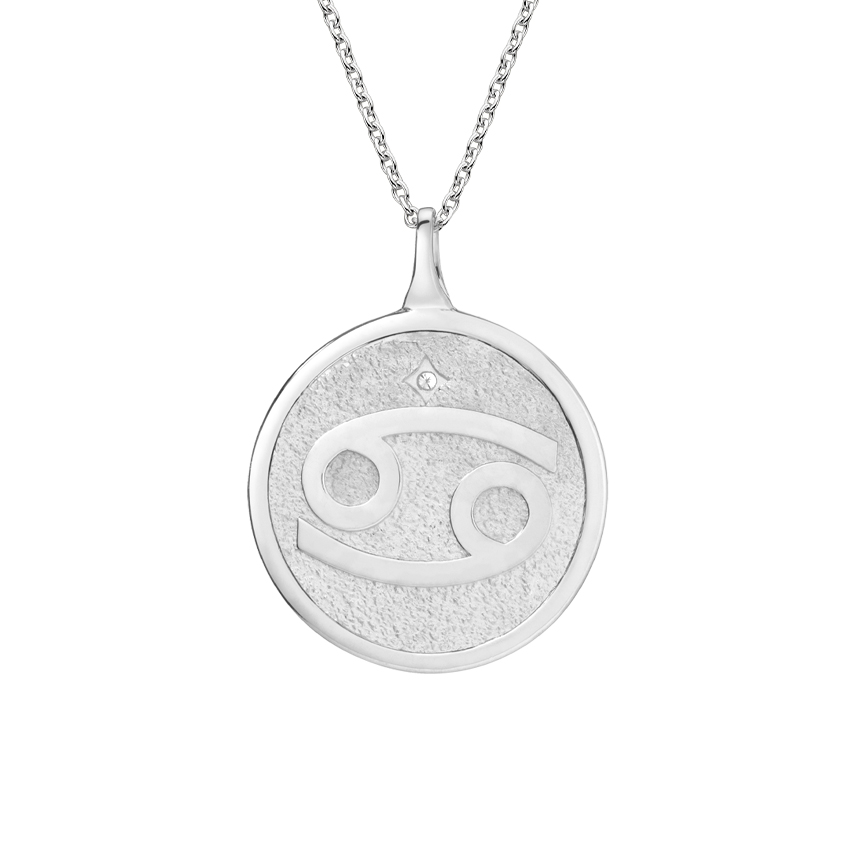 14K White Gold Diamond Accented Cancer Zodiac Necklace Cancer