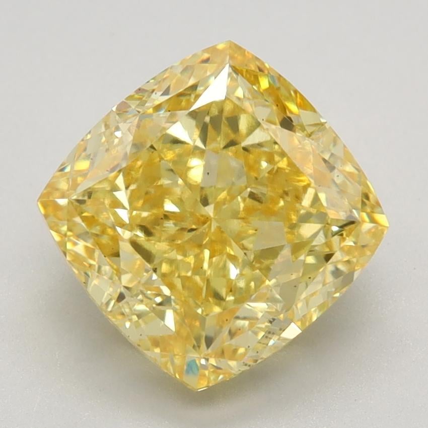 3.05 Ct. Fancy Vivid Yellow Cushion Lab Grown Diamond