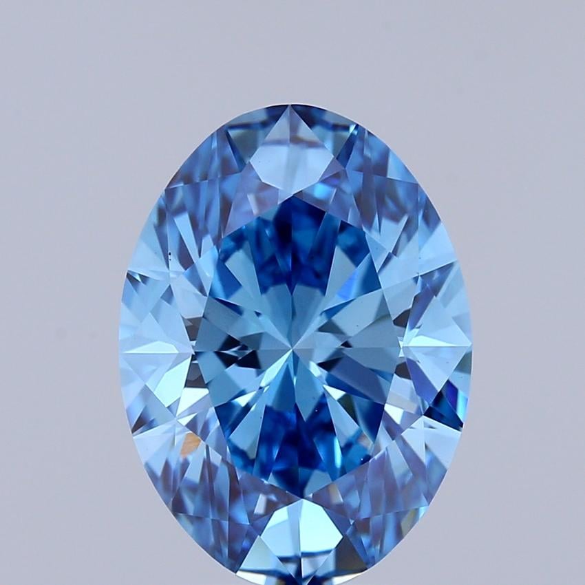 2.76 Ct. Fancy Vivid Blue Oval Lab Grown Diamond