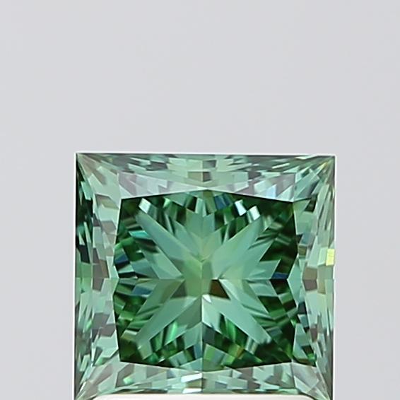 1.70 Ct. Fancy Vivid Green Princess Lab Grown Diamond