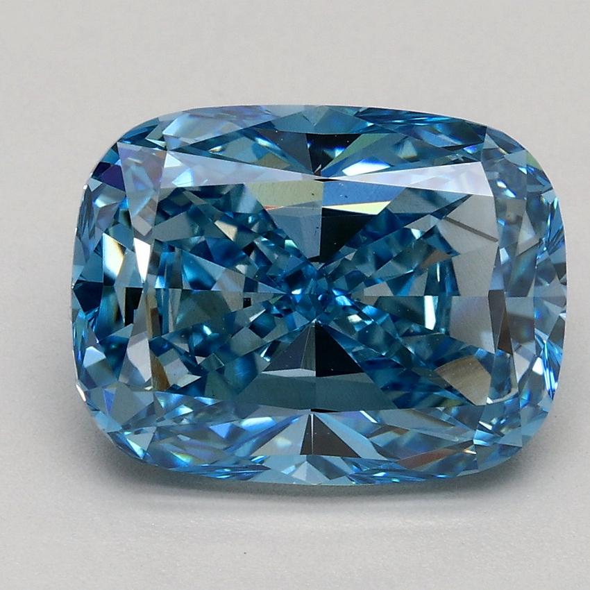 3.04 Ct. Fancy Vivid Blue Cushion Lab Grown Diamond