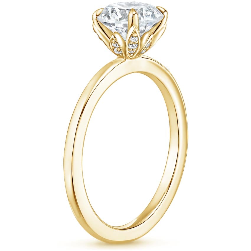 18K Yellow Gold Petal Diamond Ring, large side view