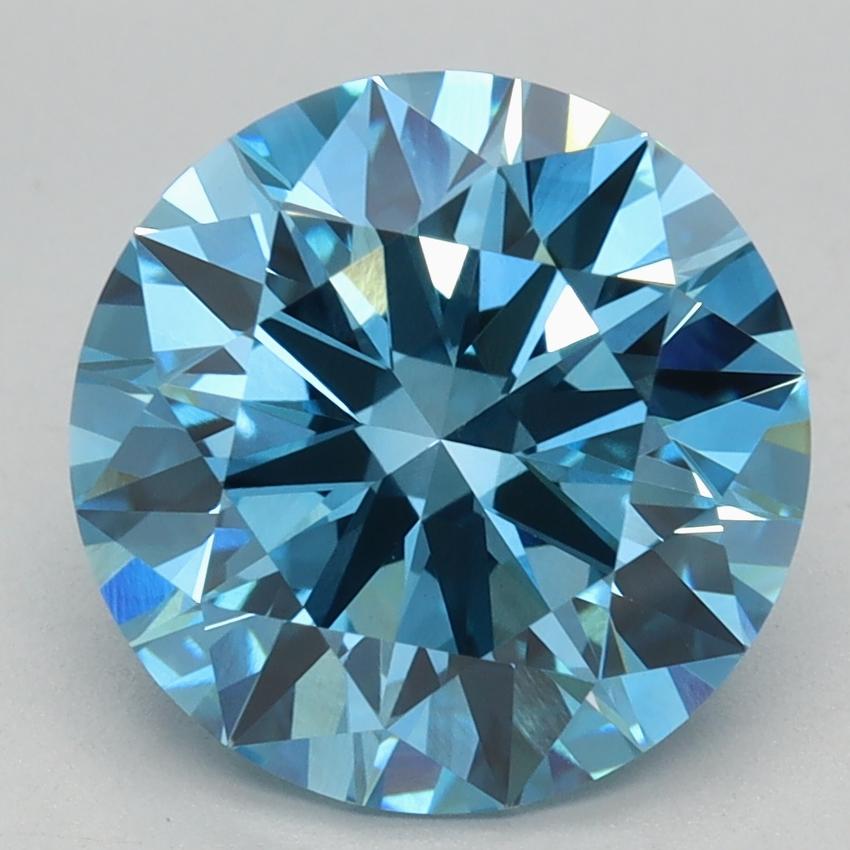 3.08 Ct. Fancy Vivid Blue Round Lab Grown Diamond