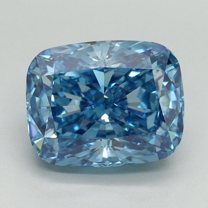 3.02 Ct. Fancy Vivid Blue Cushion Lab Grown Diamond