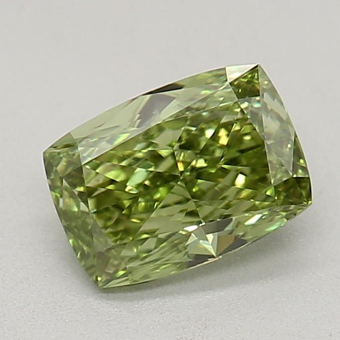 0.64 Ct. Fancy Vivid  Green Cushion Lab Grown Diamond